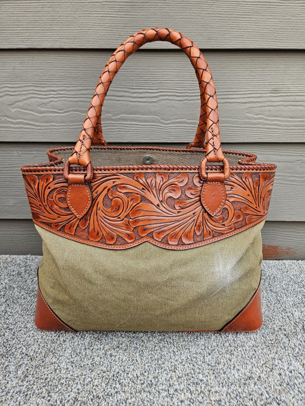 Origenes David Luna Tooled Leather Shoulder Tote Bag Purse Western Boho Vintage